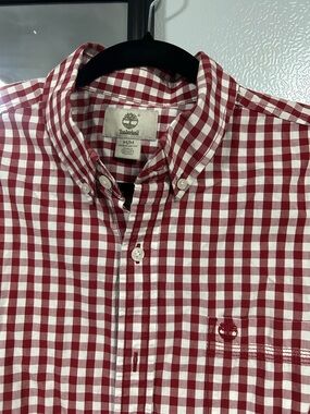 Timberland Red & White Gingham Button-Down Shirt